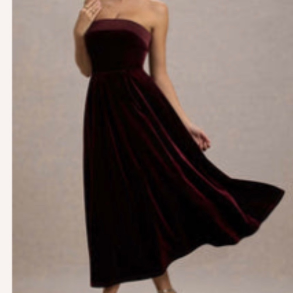 Delray | Port Velvet bandeau Midi Dress